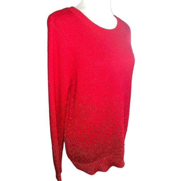 H&M Red Crewneck Holiday Sparkle Sweater L-EUC - Picture 5 of 11